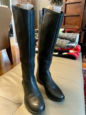 Arturo Chiang Black Leather Knee High Riding Boots